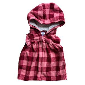 Baby Girls Red Plaid Sherpa Lined Hooded Vest 18 Months Warm Winter Outerwear